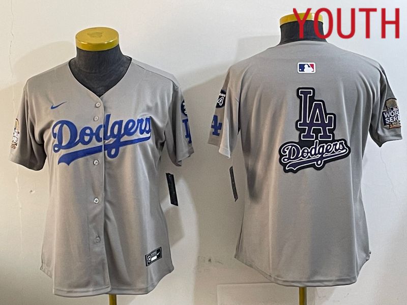 Youth Los Angeles Dodgers Blank Grey Game 2024 Nike MLB Jersey style 12053